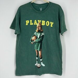 PLAYBOY Vintage Green Tee with Yellow Lettering